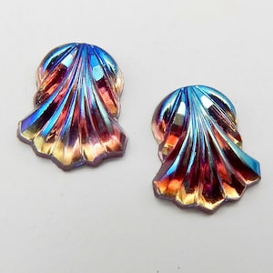 Vintage Glass Cabochon Sconce Rare Art Deco Rose ab Stones 20x13mm S-150