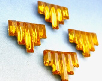 Art Deco Glass Cabochon Faceted Rare Vintage Yellow Stones  S-176