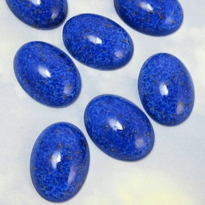 Glass Stones Vintage Glass Cabochons 6 pcs 25x18 Blue Lapis Glass Stones S-321