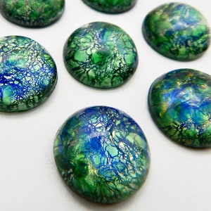 Green Opal Cabochons 16mm Vintage Glass Stones S-9
