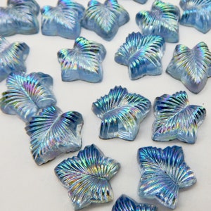 Vintage Leaf Cabochons Glass Stones 6 pcs RARE Beautiful 12mm S-135