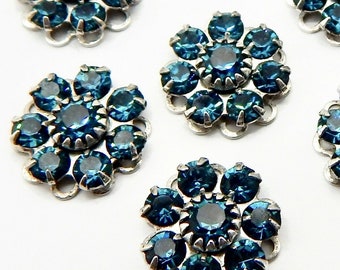 Indicolite Teal Blue Swarovski Crystal rhinestone flower Charm set stones F4