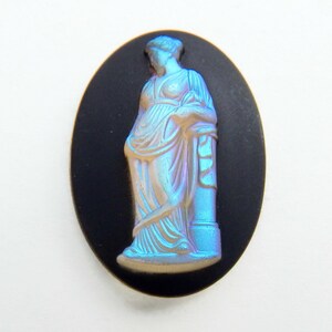 Rare Glass Cameo 25x18mm Greek Goddess Vintage Iridescent Cameo Cabochon Stones S-479