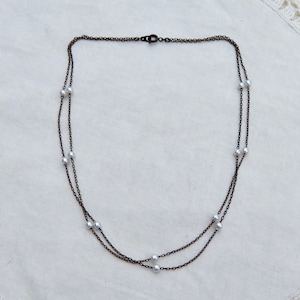 Parelkralenketting Parelketting schakelkralen Antiek zilveren ketting 10
