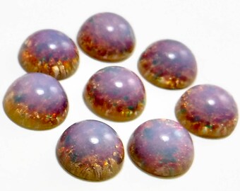 Roze vuuropaal cabochon 8 stuks 11 mm Harlekijn Vintage glazen steen S-96 PM