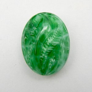 Vintage Glass Cabochons 4 pcs 20x15 Rare Art Nouveau Green Vintage Glass Stones S-61