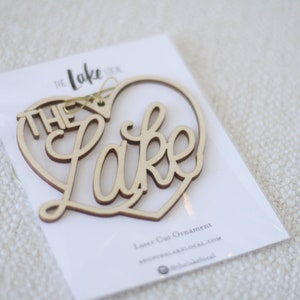 Laser Cut Heart Lake Wood Ornament image 1