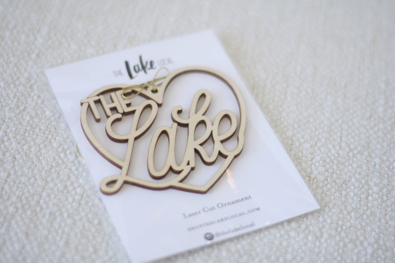 Laser Cut Heart Lake Wood Ornament image 1