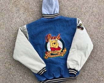 Veste universitaire en jean Winnie l'ourson | Style vintage