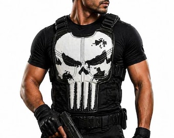 The Punisher Skull Tactical Vest Costume | Sheepskin Leather Cosplay Armor