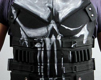 Chaleco táctico con calavera inspirado en The Punisher: Disfraz de airsoft de cuero para cosplay