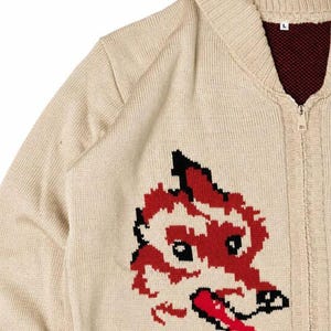 Project Hail Mary Inspired Wolf Cardigan | Hand Knit Style Zip-Up Sweater | Fox Cardigan image 6