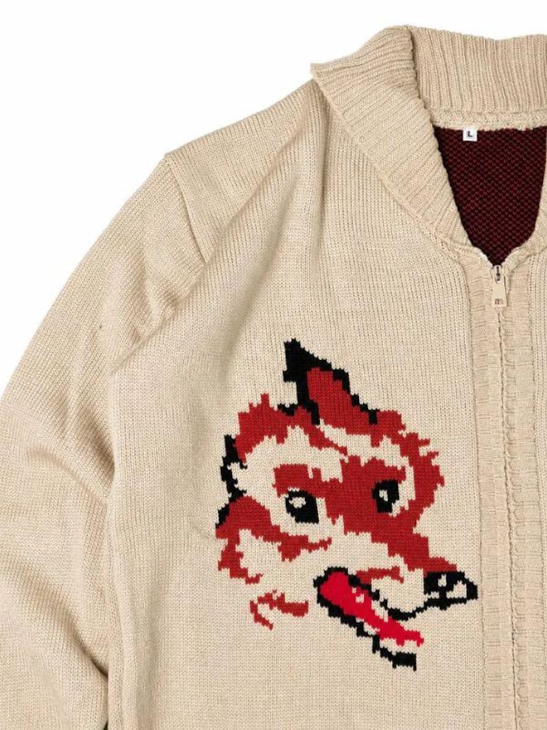 Project Hail Mary Inspired Wolf Cardigan | Hand Knit Style Zip-Up Sweater | Fox Cardigan image 6