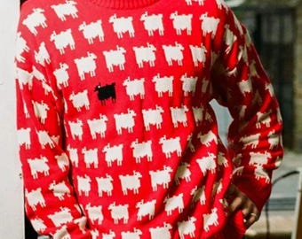 Black Sheep Sweater | Red Knitted Pullover | Unisex Jumper