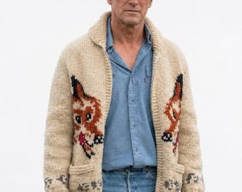 Project Hail Mary Inspired Wolf Cardigan | Hand Knit Style Zip-Up Sweater | Fox Cardigan