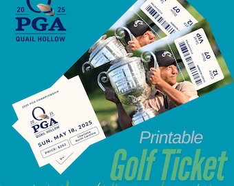 Druckbares Golf Tour Ticket, Surprise Golf Ticket, Golf Tour, Professional Golf, Custom