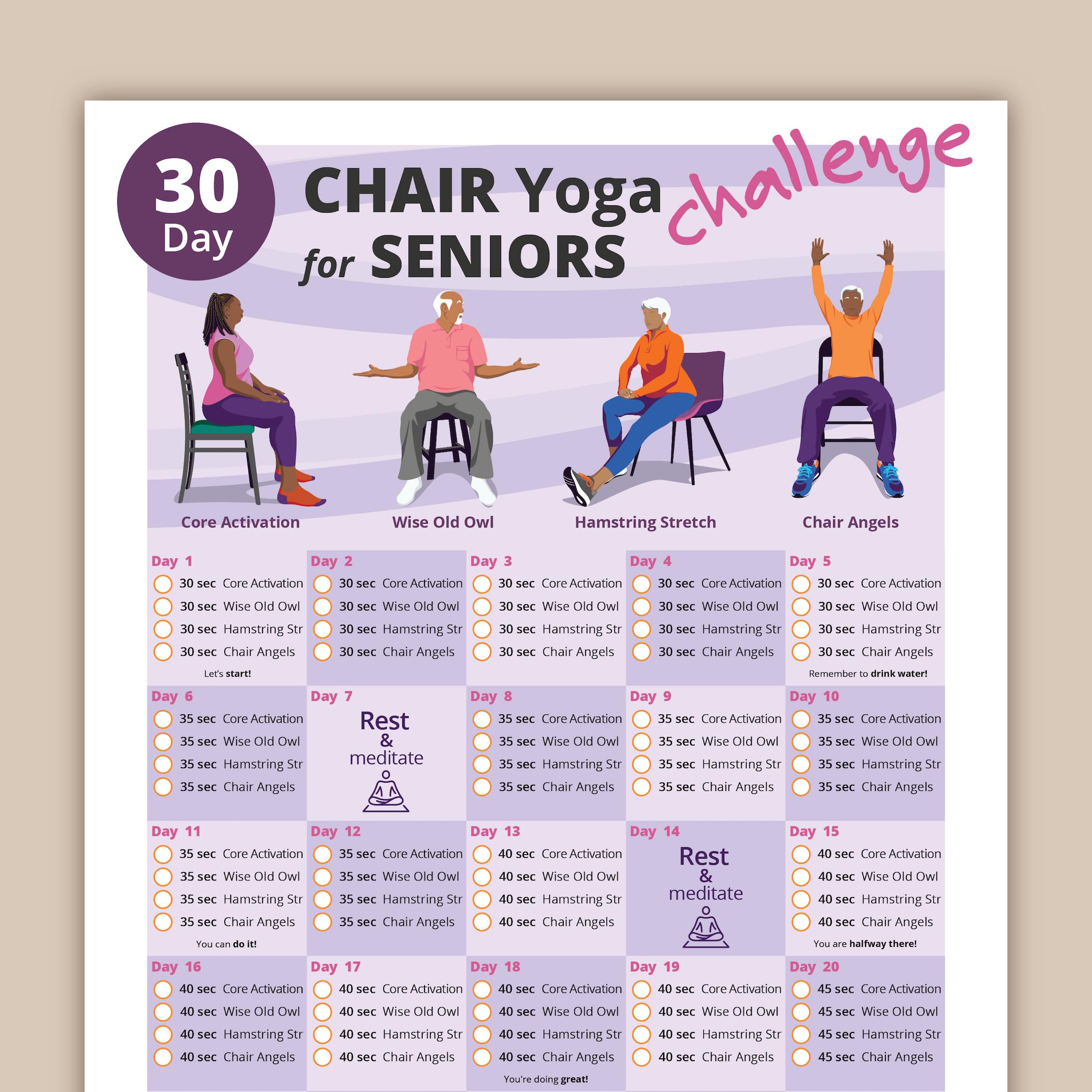 30 day chair yoga for seniors challenge | chair exercise guide i