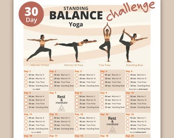 30-Day Standing Balance Yoga Challenge: Printable Home Fitness Guide for Women