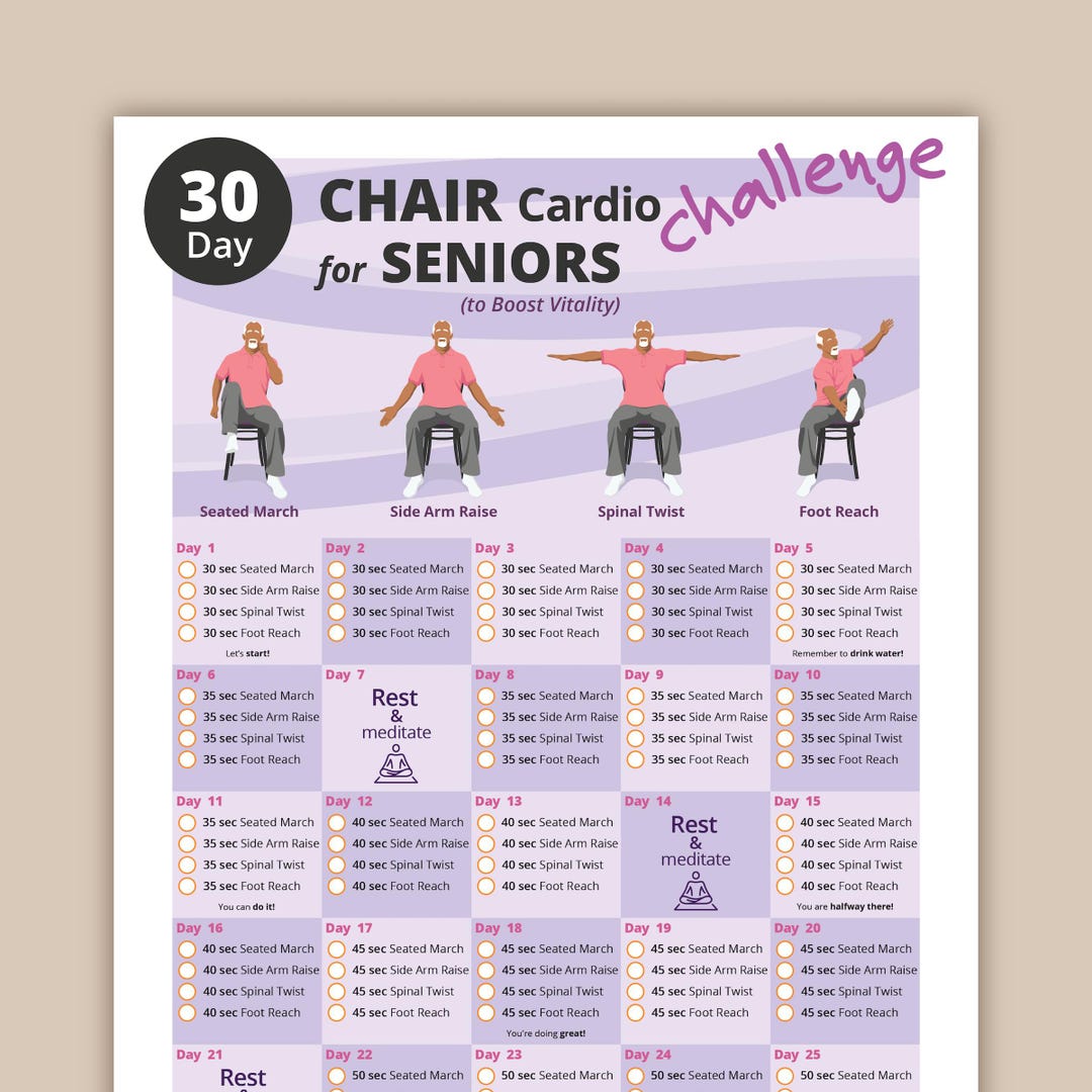 chair cardio workout plan chart 30 minutes beginner