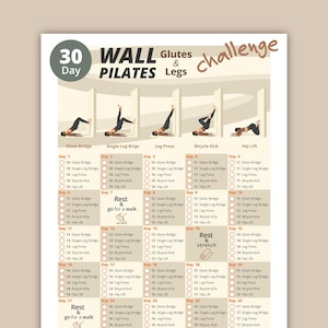 30 Day Wall Pilates Glutes & Legs Challenge – Printable Workout Guide for Toning, Strength, and Flexibility | Instant Download PDF