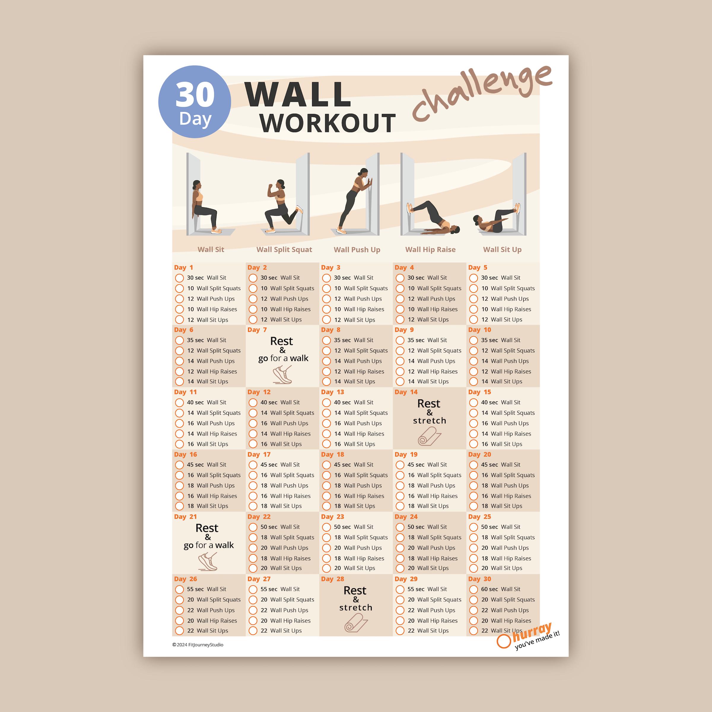 30 Day Wall Workout Challenge | Full Body Workout Plan | Strengthen ...