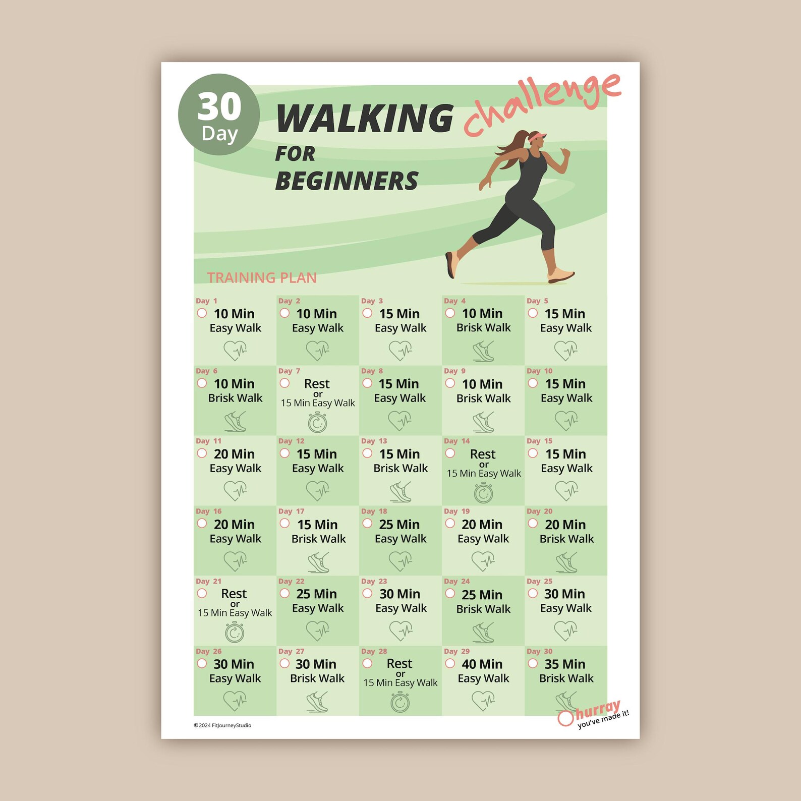 30 Day Walking Challenge for Beginners: Printable Fitness Tracker (PDF ...