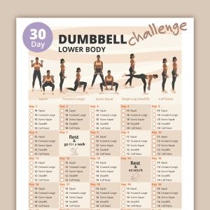 30-Day Dumbbell Lower Body Challenge: Home Workout Plan (PDF)