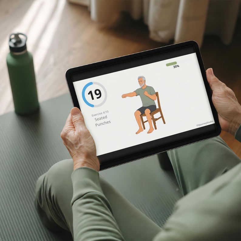 Seated Full Body Workout for Senior Men | 10-Minute Chair Exercise Video & PDF Plan | Low Impact Mobility And Strength Guide image 3