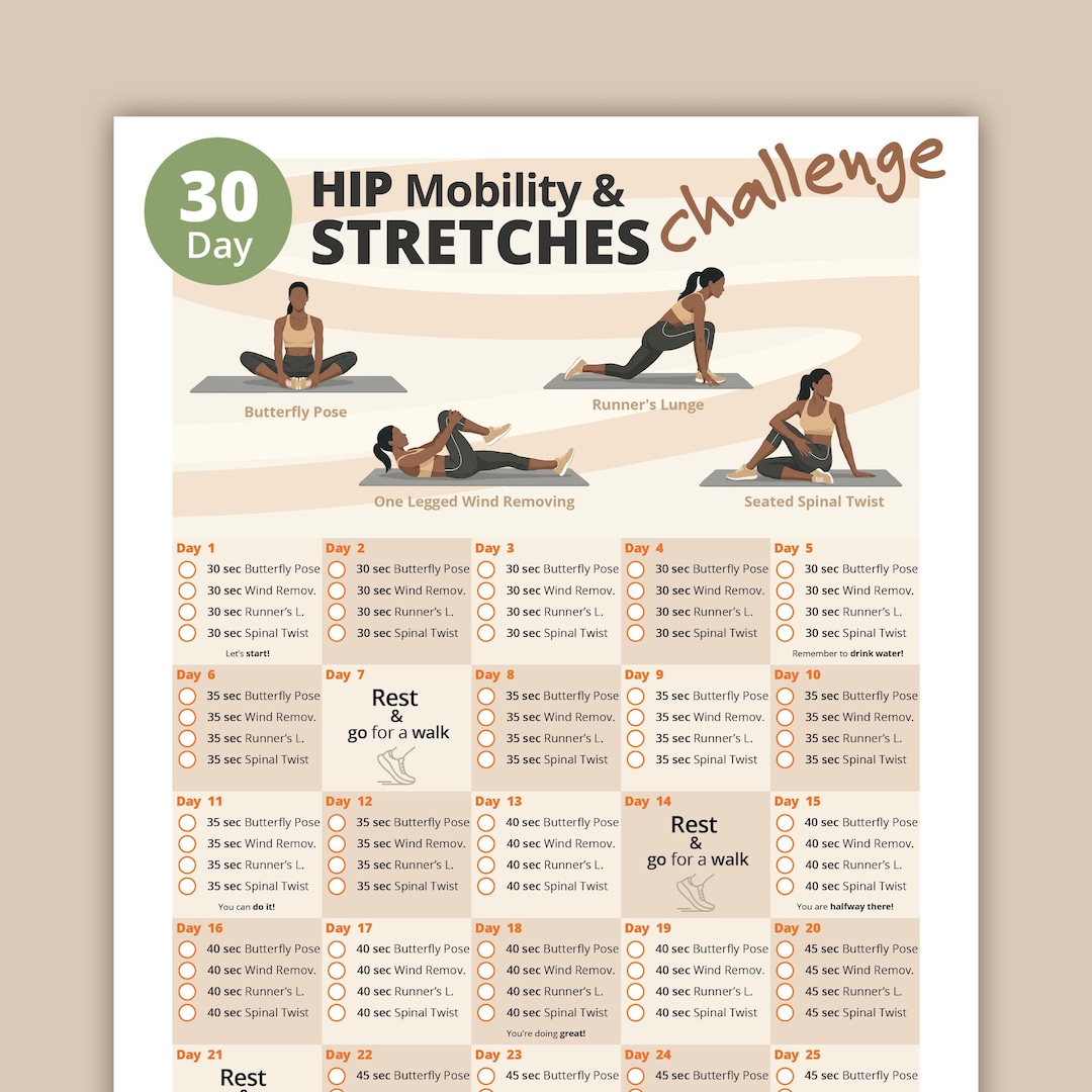 30 Day Hip Mobility & Stretches Challenge | Hip Flexibility Routine ...
