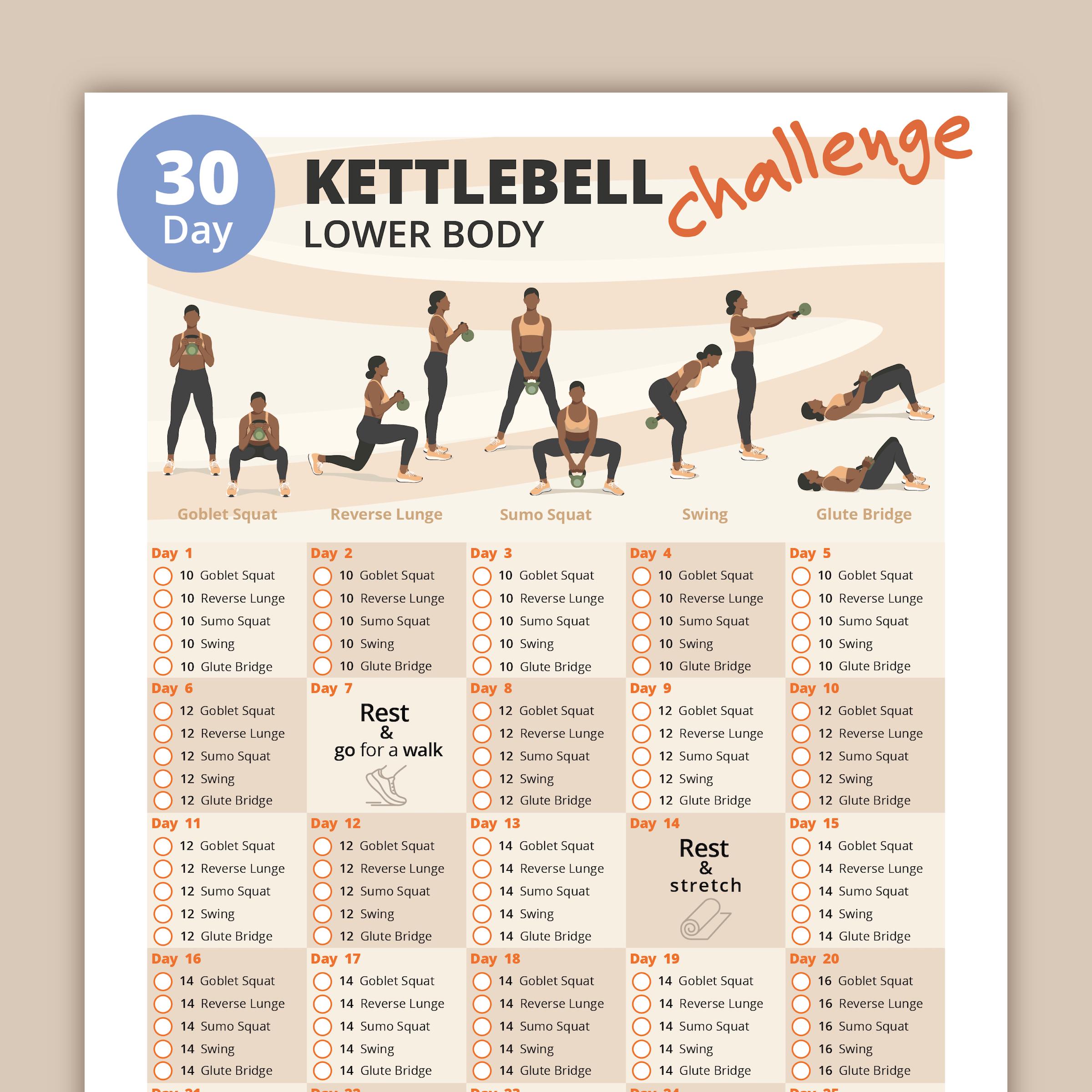 Printable Kettlebell Glutes Full Body Workout Light Kettlebell