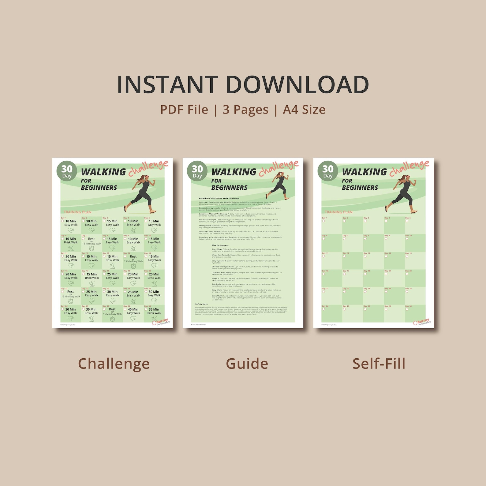 30 Day Walking Challenge for Beginners: Printable Fitness Tracker (PDF ...