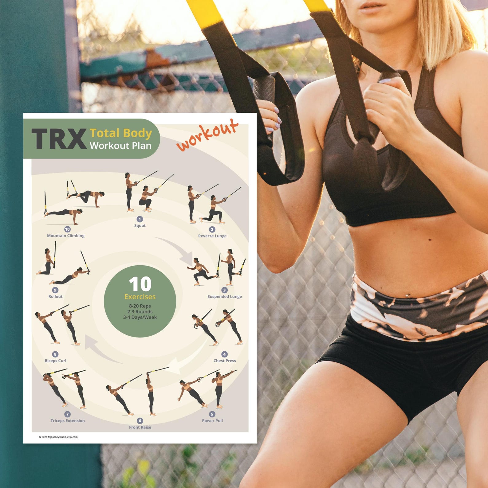 TRX Total Body Workout Plan Suspension Training Full Body Printable