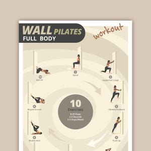 Wall Pilates Full Body Workout Plan – Printable Fitness Guide and Tracker | At Home Wall Pilates Exercise, Instant Download PDF
