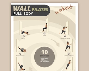 Wall Pilates Full Body Workout Plan: Fitness Printable Guide (PDF Download)