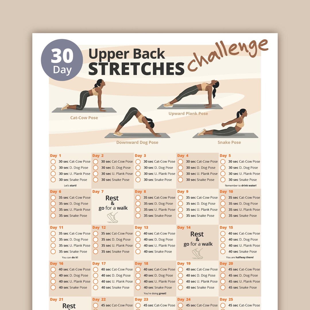30 Day Upper Back Stretches Challenge | Posture Correction for Women ...