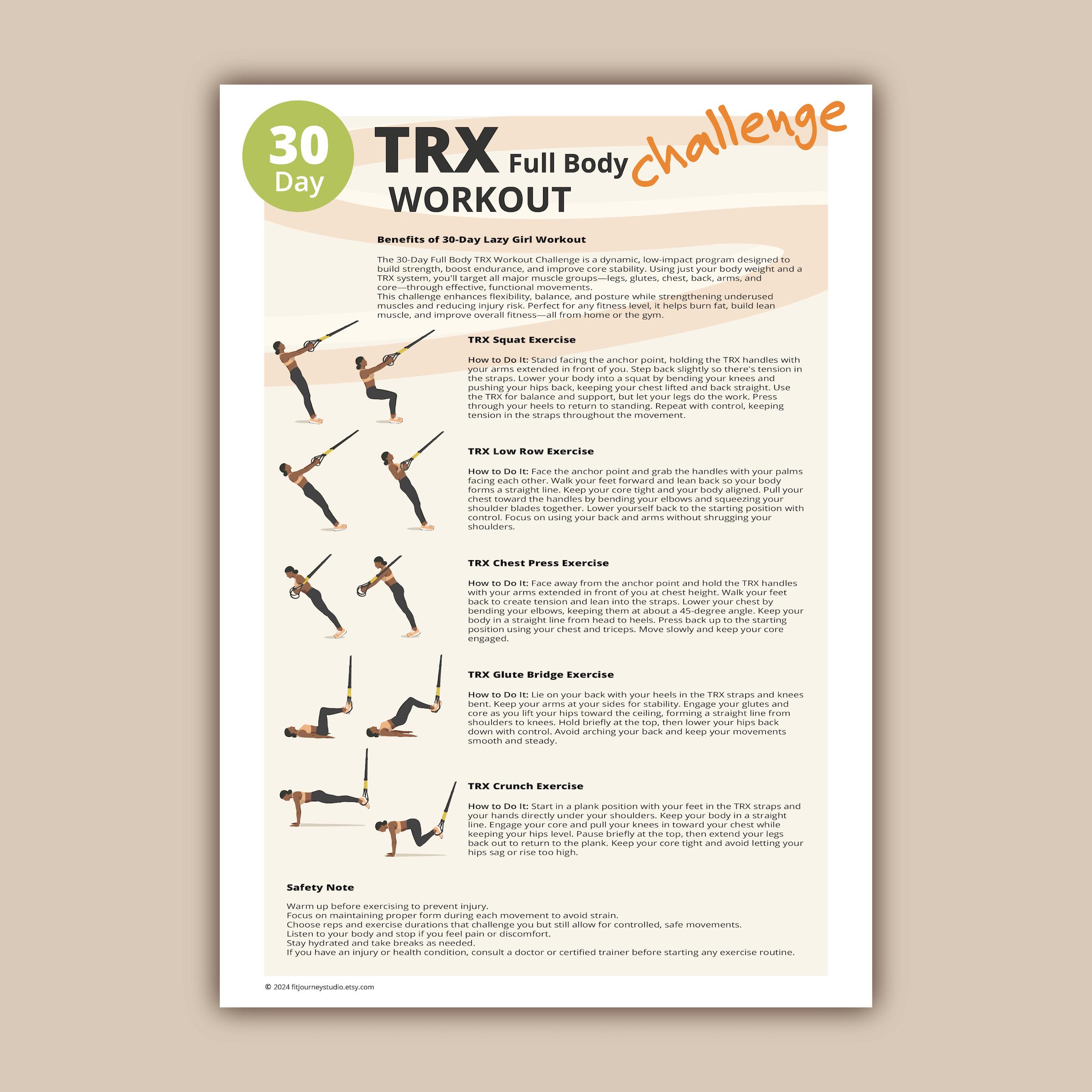 30 Day TRX Full Body Workout Challenge | Suspension Workout Plan ...