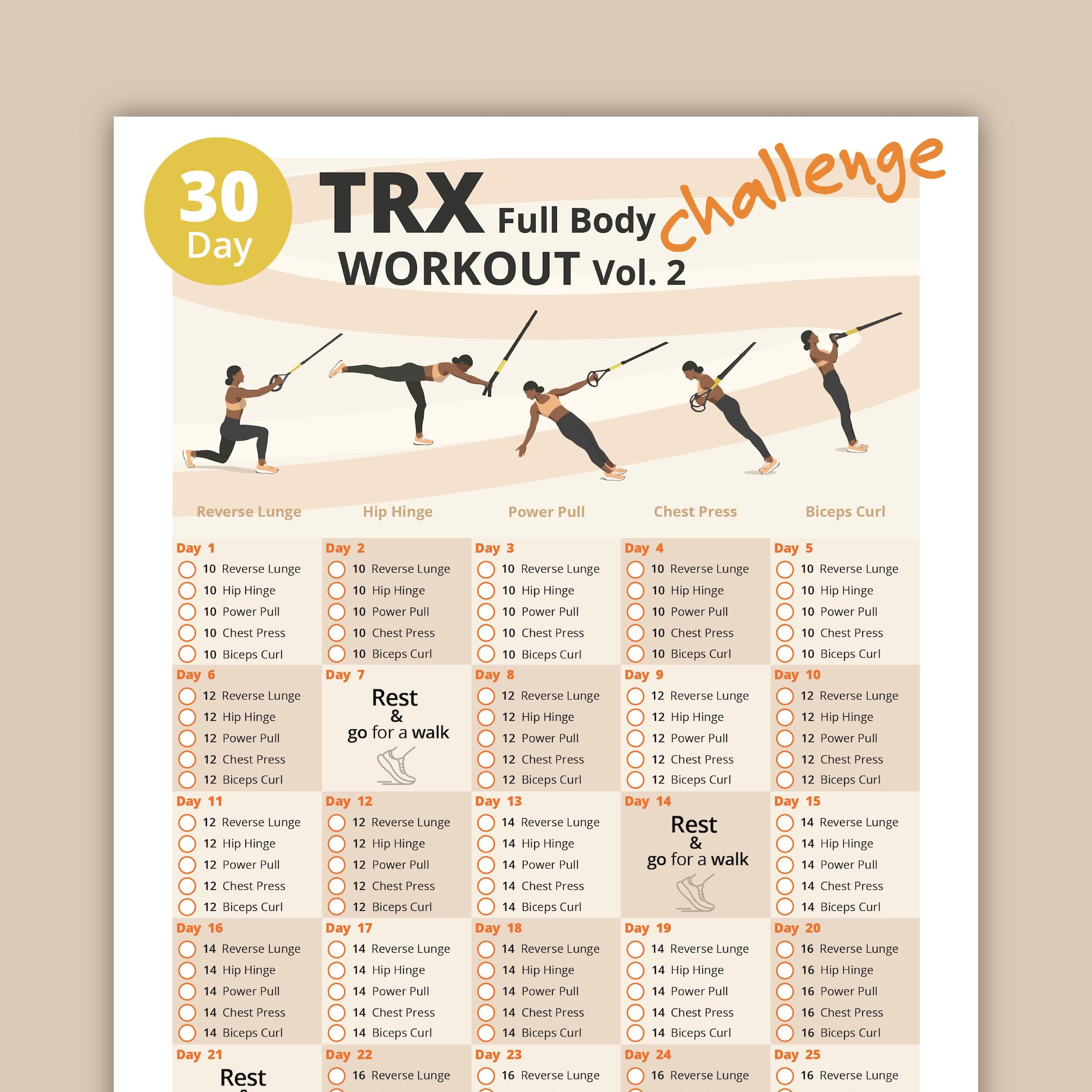 30 Day TRX Full Body Workout Challenge: Printable Home Fitness Guide for  Women - Etsy Canada