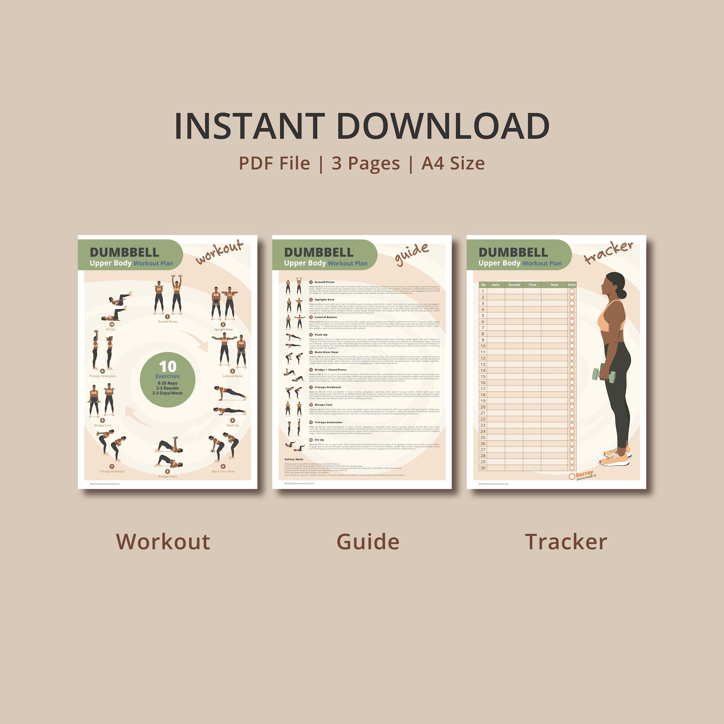 NewMe Fitness Cartes d'entraînement avec haltères, plateau de