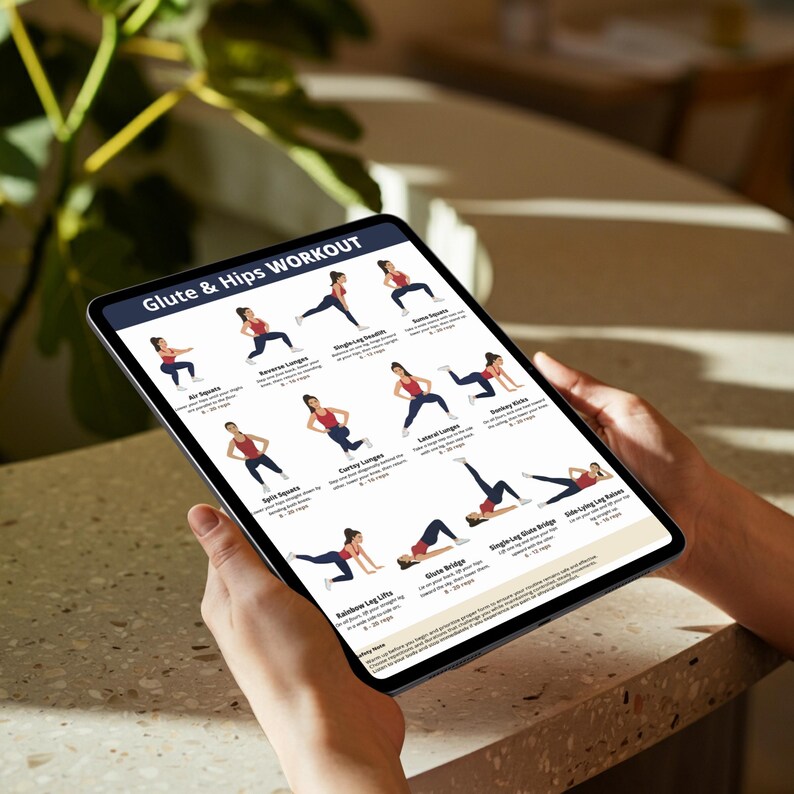 Glute and Hips Workout Poster | 12 Lower Body Exercises | Printable PDF ...