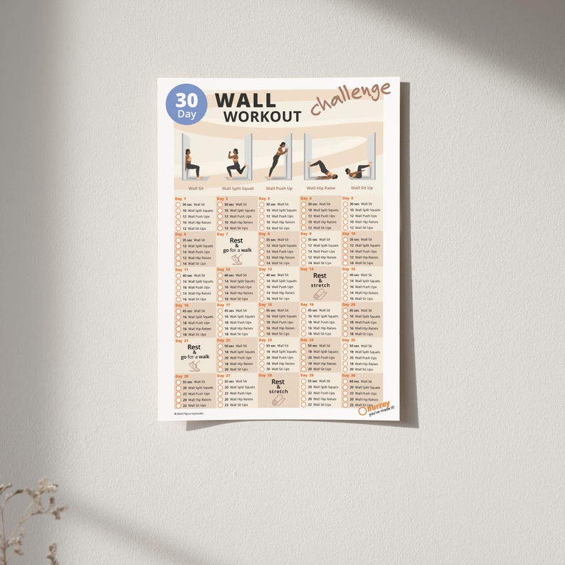 30 Day Wall Workout Challenge | Full Body Workout Plan | Strengthen ...