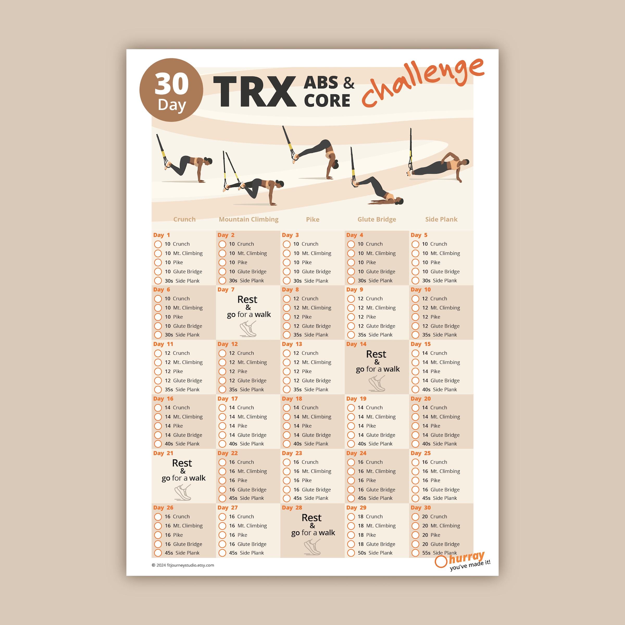 30-day TRX Abs & Core Challenge: Home Workout Plan (PDF Download) - Etsy  New Zealand
