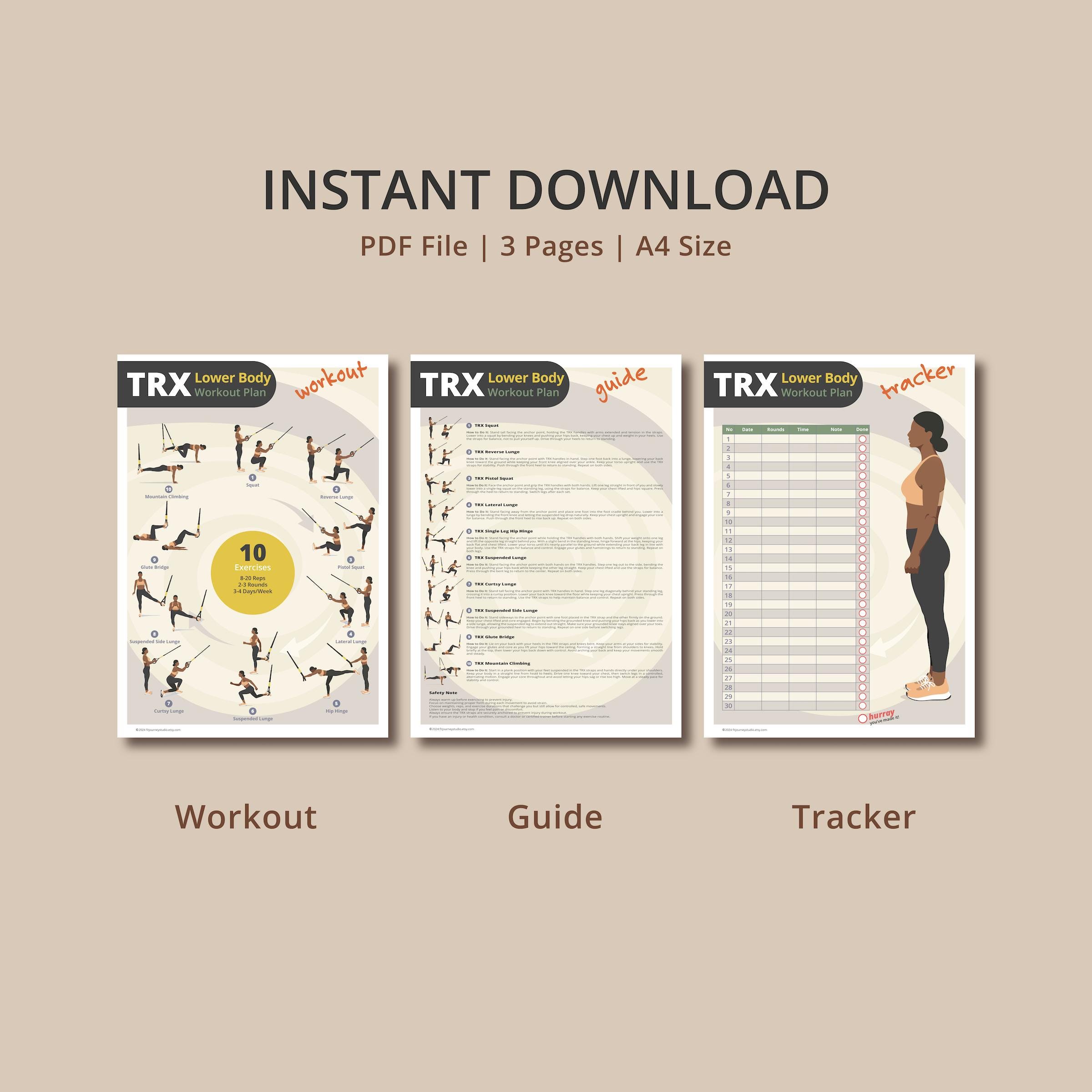 TRX Lower Body Workout Plan | 10 TRX Exercises PDF | Glutes, Legs & Core  Strength | Home or Gym Suspension Training | Instant Download