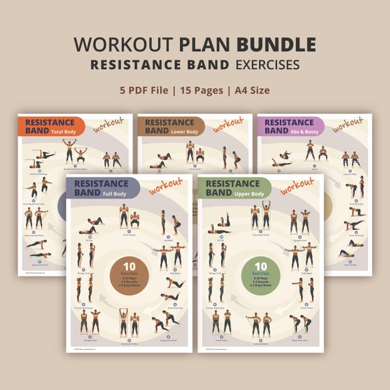Resistance Band Full Body Workout Plan Bundle: Printable Home Fitness Guide for Women