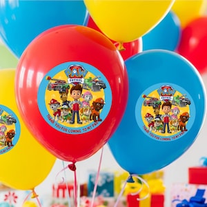 Paw Patrol Thank You Stickers: Mighty Pups Party Favor Tags (Digital Download Canva Template)