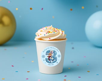 Personalized Frozen 3rd Birthday Stickers: Elsa & Anna Party Favors (Digital Download