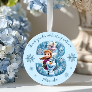 Frozen 3rd Birthday Stickers  Personalized Elsa & Anna Party Labels  Printable Frozen Favor Tags for Girls  Winter Theme Stickers