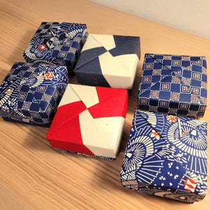6 Scatole Origami realizzate a mano con carta giapponese Katazome