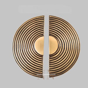 Solid Brass Half-Moon Cabinet And Door Handles – Handcrafted Circular Design with Concentric Detailing