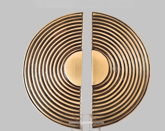 Solid Brass Half-Moon Cabinet And Door Handles – Handcrafted Circular Design with Concentric Detailing
