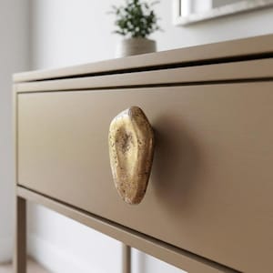 Organic Pebble Drawer Knob | Brass Cabinet Pull | Handmade Stone Knob | Rustic Kitchen Hardware | Antique Copper Drawer Handle